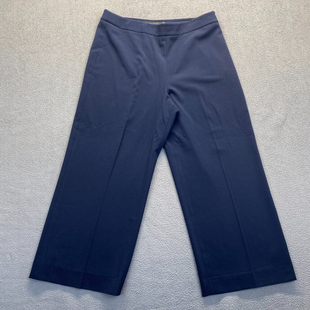 Tahari Arthur S.Levine Women's Wide Leg Crop Pants Size 10,Blue